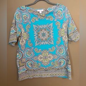 Charter club paisley/ swirl Multicolored blouse size PL